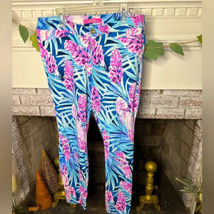 Lilly Pulitzer Kelly Knit Skinny Ankle Pants size 8 Mr peacock blue tweethearts